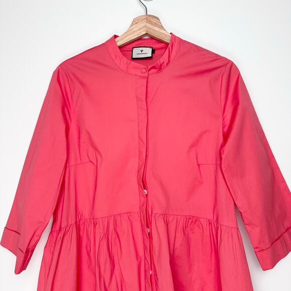 NWOT Tuckernuck Royal Shirt Dress Poppy Pink Preppy Barbiecore | SZ L - Picture 5 of 12